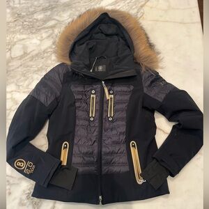 NWT BOGNER Women's Black & Gold Jacket w/ Fur Hood!